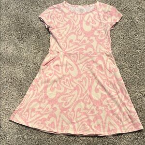 Wonder Nation Pink and White A-Line Dress with Cap Sleeves